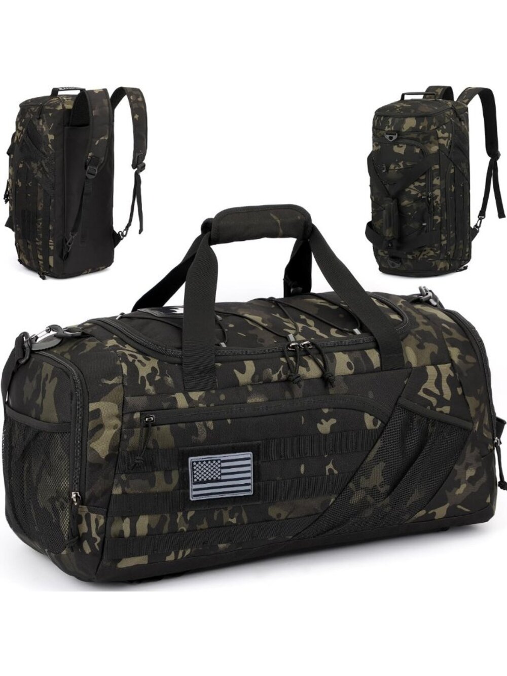 Multi-Functional 45L Tactical Gym Duffle Bag with Shoe Compartment & Wet Pocket